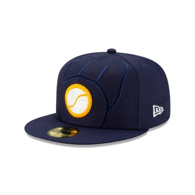 Blue Milwaukee Brewers Hat - New Era MLB Logo Elements 59FIFTY Fitted Caps USA8915462